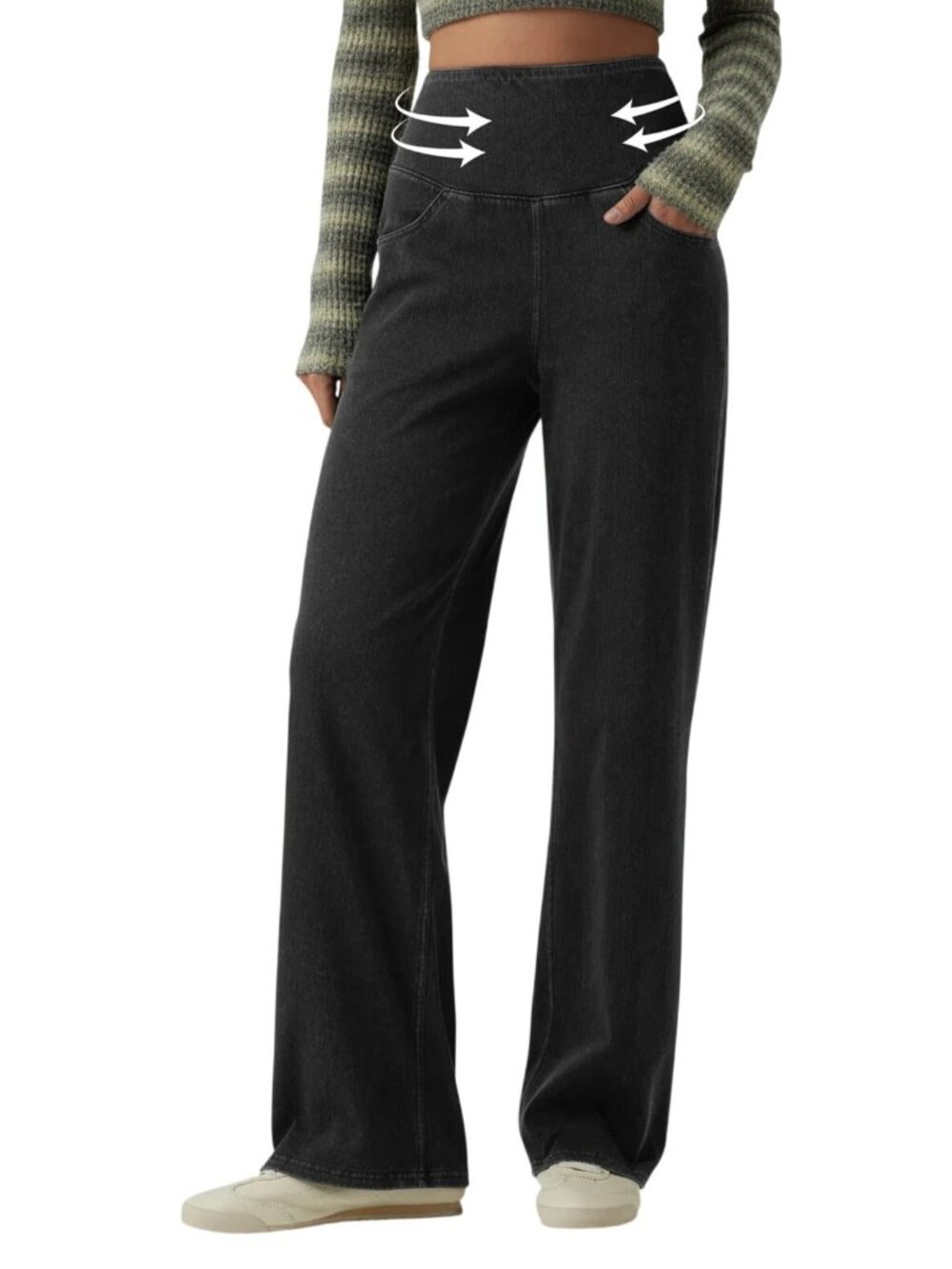 Halara Flex High Waisted Tummy Control Straight Leg Jeans Black Size Medium NWOT